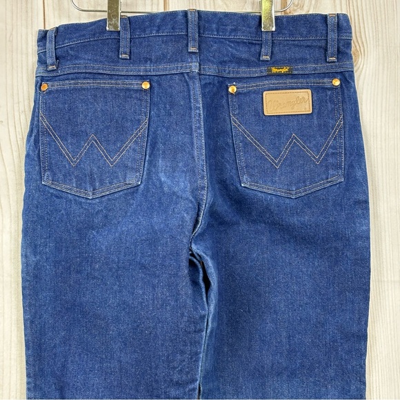 Wrangler Men's Jeans Cowboy Cut Slim Fit Rigid Indigo Denim Blue Size 34x33 - Picture 5 of 14